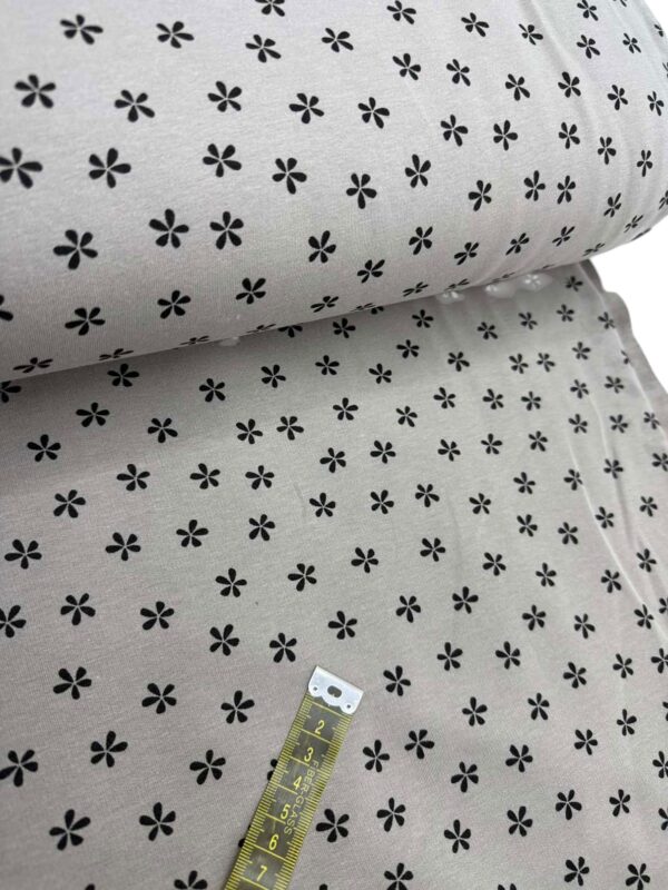 Coton Ouaté Extensible Petites Fleurs Gris