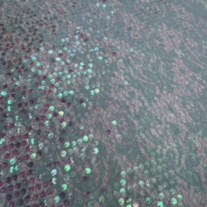 Dentelle Painsley Paillettes Aqua